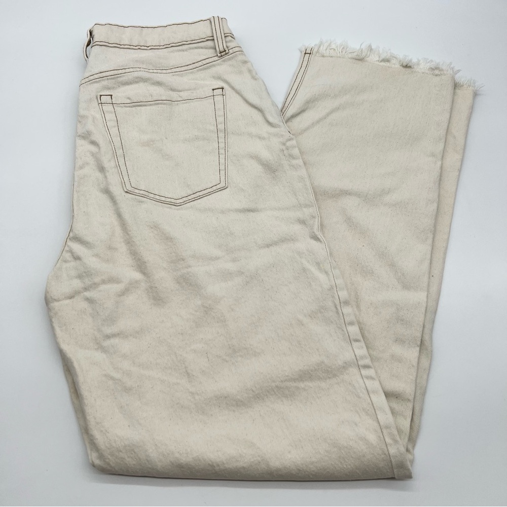 Wild Fable Women’s 5 Pocket Button Fly Cream Denim Pants-Raw Hem-Size